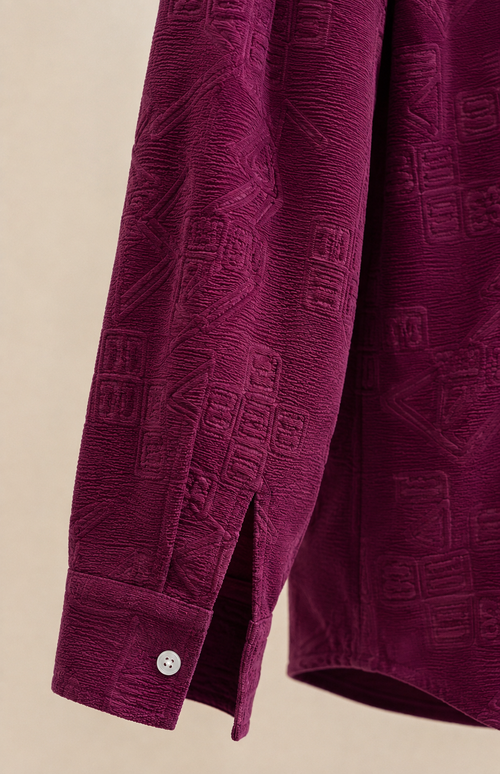 Men's Purple Textured Long-Sleeve Casual Shirt