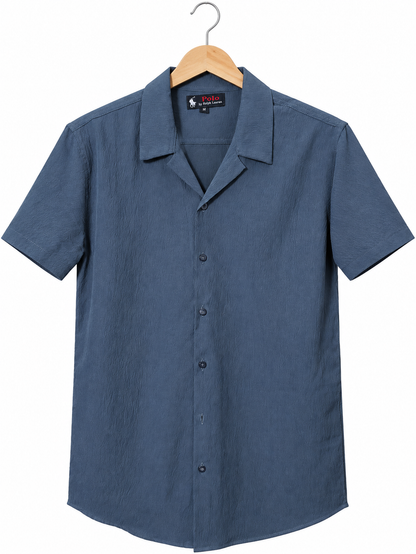 Dark Grey Cuban Collar Shirt for Men