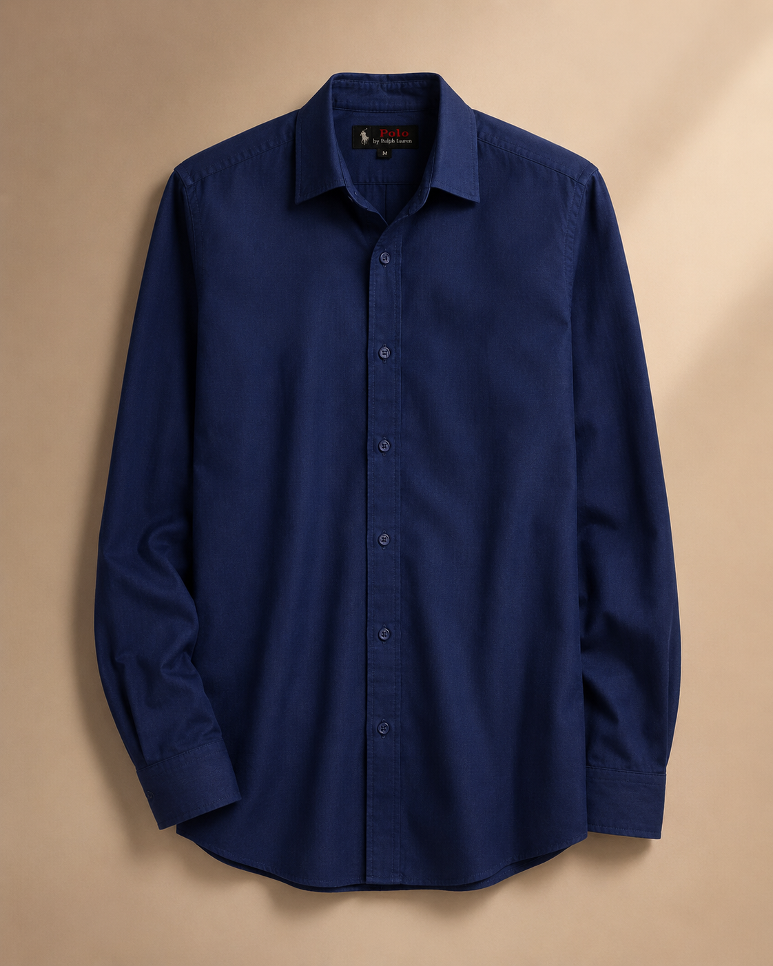 Men's Navy Blue Long Sleeve Button-Down Shirt