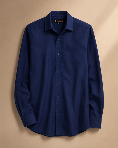 Men's Navy Blue Long Sleeve Button-Down Shirt
