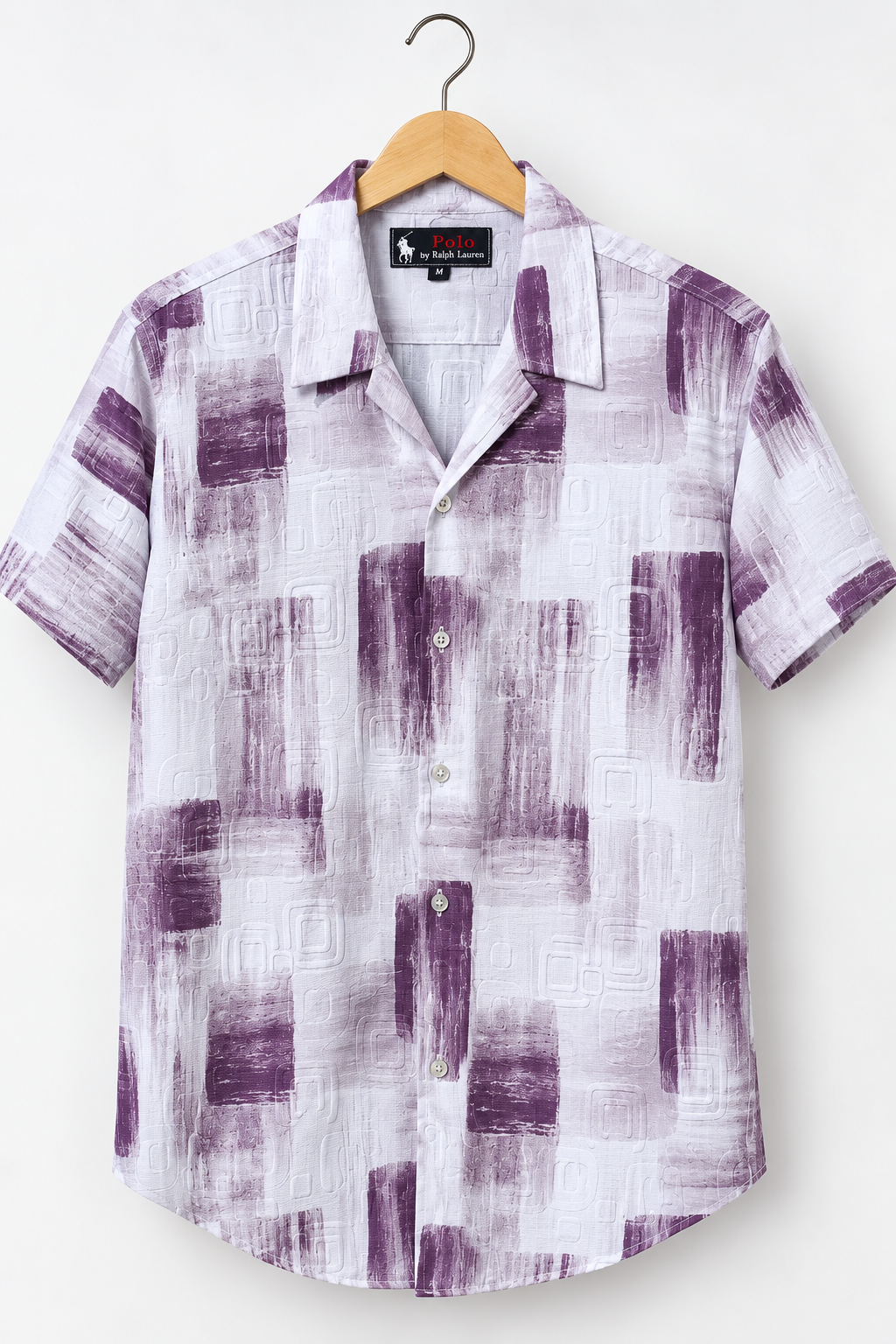 Men's Purple and White Art Casual Shirt