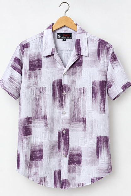 Men's Purple and White Art Casual Shirt