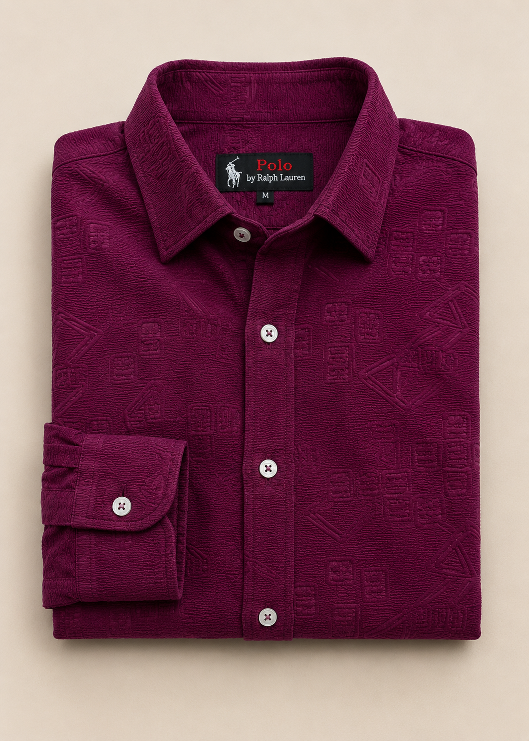 Men's Purple Textured Long-Sleeve Casual Shirt