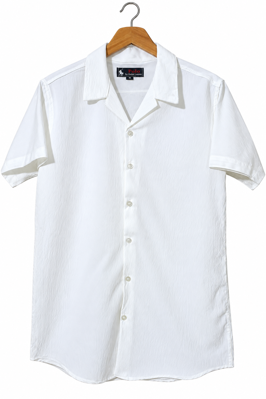 White Cuban Collar Casual Shirt for Men