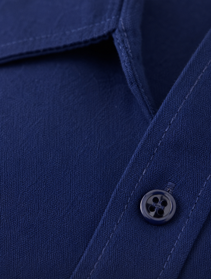 Men's Navy Blue Long Sleeve Button-Down Shirt
