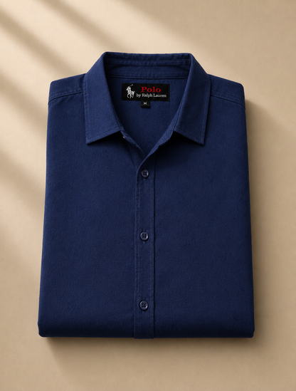 Men's Navy Blue Long Sleeve Button-Down Shirt