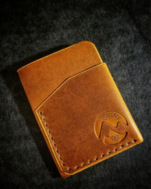 Colored Red Mountain Minimalist Leather Wallet