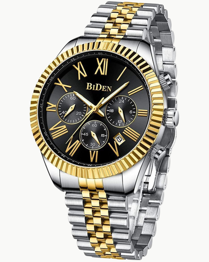 Luxury Men's Two-Tone Chronograph Watch – Black Dial