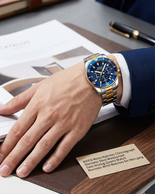Men's Two-Tone Chronograph Sport Watch – Blue Dial