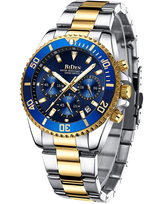 Men's Two-Tone Chronograph Sport Watch – Blue Dial