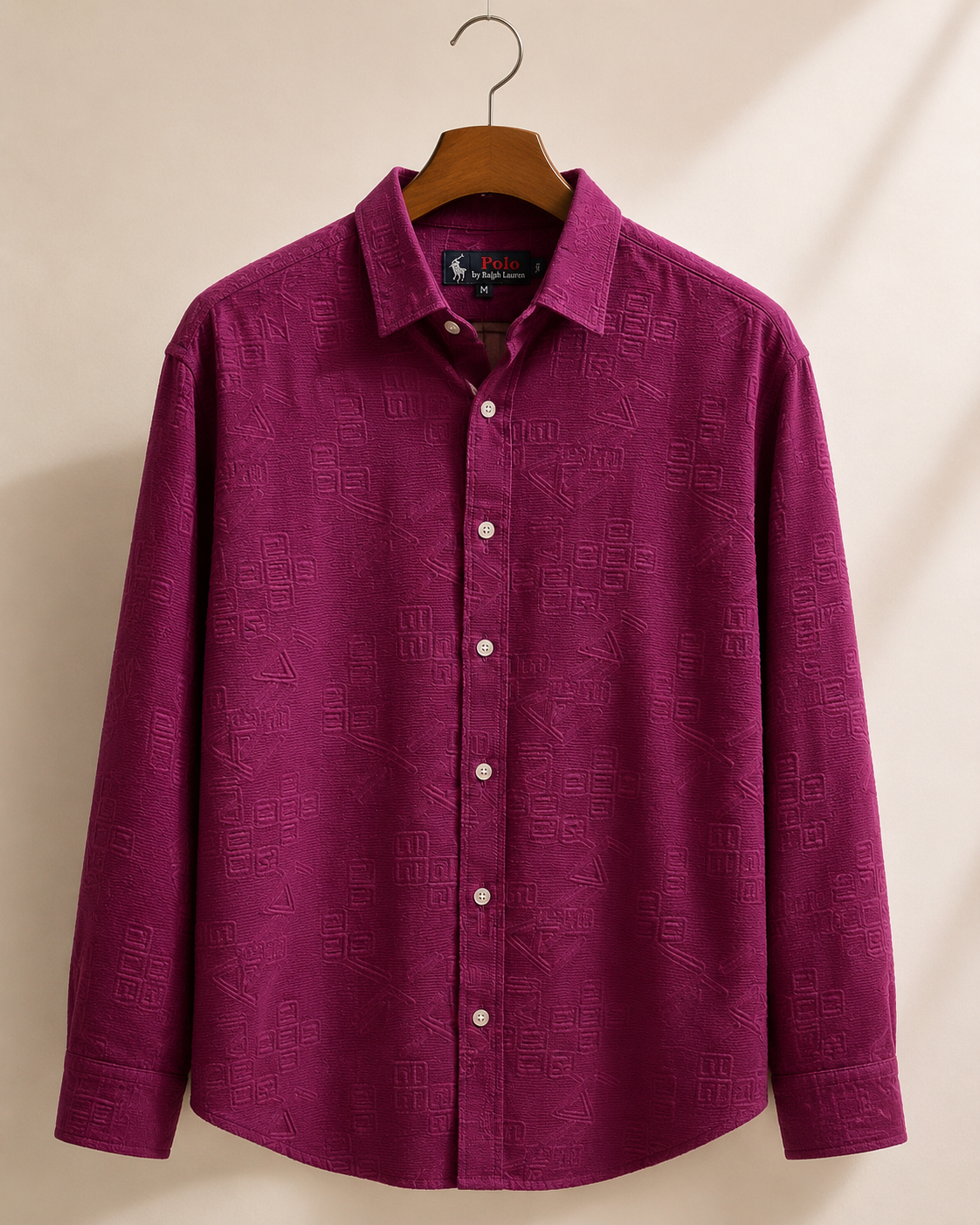 Men's Purple Textured Long-Sleeve Casual Shirt